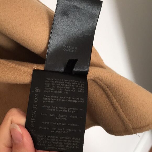 Mackage wool camel leather trim coat S - Picture 10 of 11